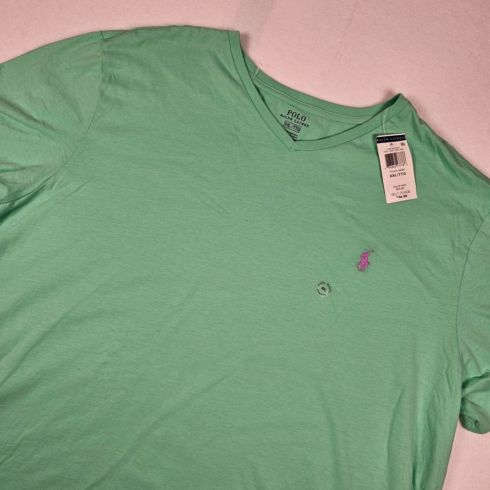 Polo Ralph Lauren V-Neck T-Shirt Mens XXL Tyler Green Purple Pony Logo NWT